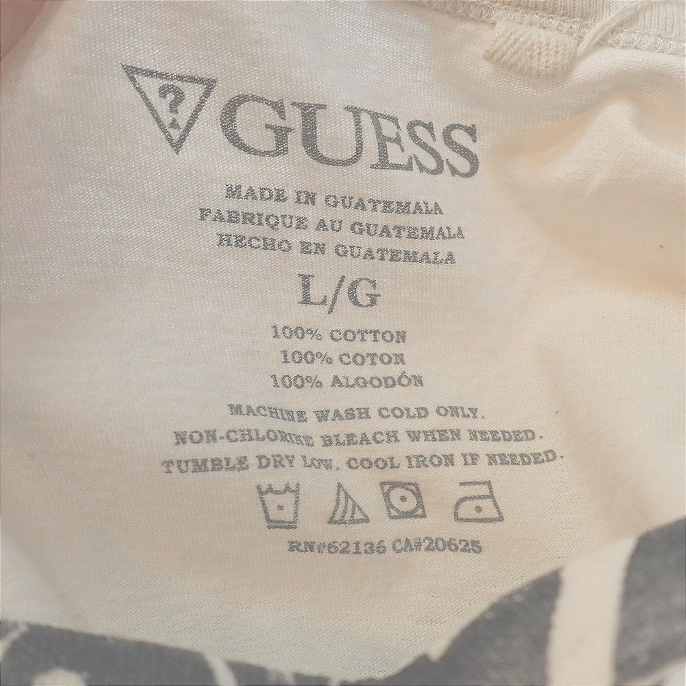 Guess 81 Script V-Neck T-Shirt Men's Large Los Angeles Streetwear Y2K Grunge Tee - Picture 7 of 8